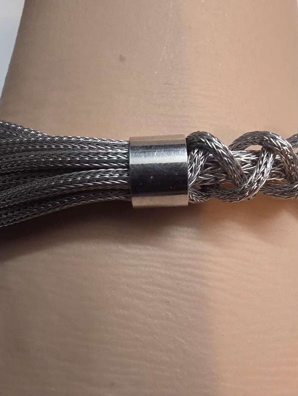 925 Sterling Silver Italian Braided Multi Strand Mesh Bracelet 22g